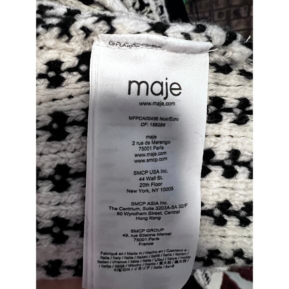 Maje Vintage Wool Beige Black Striped Button Up Sweater Cardigan Small - Picture 9 of 11